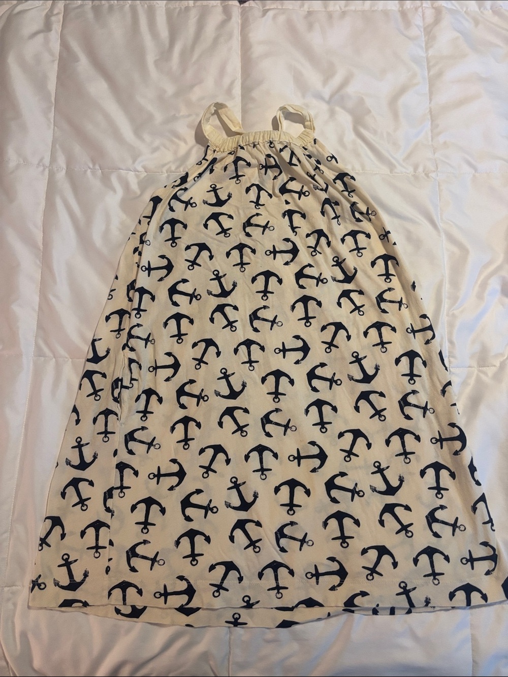 Crewcuts Cream Dress with Navy Anchor Print